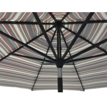 Mittelstockschirm SOLUNA Auray Ø 300 cm rot weiß grau mit UV-Schutz 80, wasserabweisende Polyesterbespannung, leichte Aufspannung per Kurbel