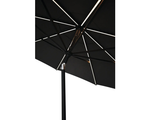 Ansicht von unten eines Sonnenschirms mit LED-Beleuchtung