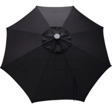 Mittelstockschirm SOLUNA Luneau mit LED Beleuchtung Ø 300 cm schwarz mit UV-Schutz 80, wasserabweisende Polyesterbespannung, leichte Aufspannung per Kurbel