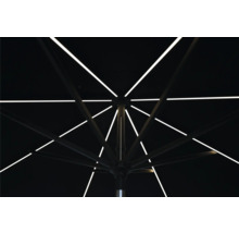 Mittelstockschirm SOLUNA Luneau mit LED Beleuchtung Ø 300 cm schwarz mit UV-Schutz 80, wasserabweisende Polyesterbespannung, leichte Aufspannung per Kurbel