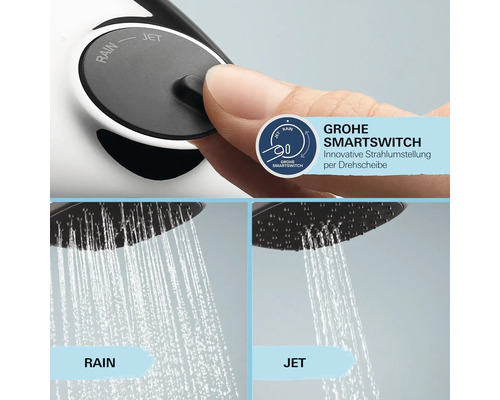 Grohe SmartSwitch Duschkopf mit Strahlarten Rain und Jet