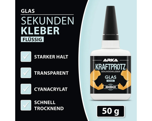 Flüssiger Glaskleber im 50-Gramm-Behälter für schnelles und transparentes Kleben