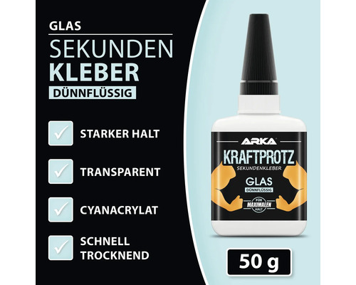 Arka Kraftprotz Sekundenkleber für Glas, 50 Gramm