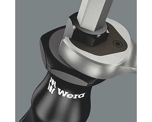 Wera Logo am Griff einer Knarre mit Sechskantaufnahme