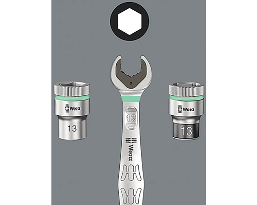 Wera Joker Maulschlüssel-Satz mit Steckschlüssel-Einsätzen und Sechskant-Symbol