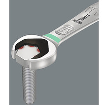 Ein Maulschlüssel greift eine Schraube, Wera Logo