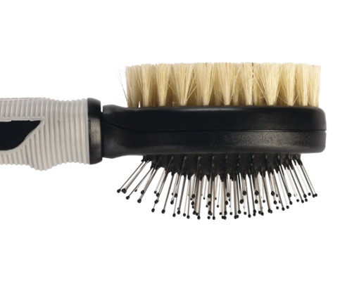 Doppelbürste für die Tierpflege mit Borsten und Stiftborsten