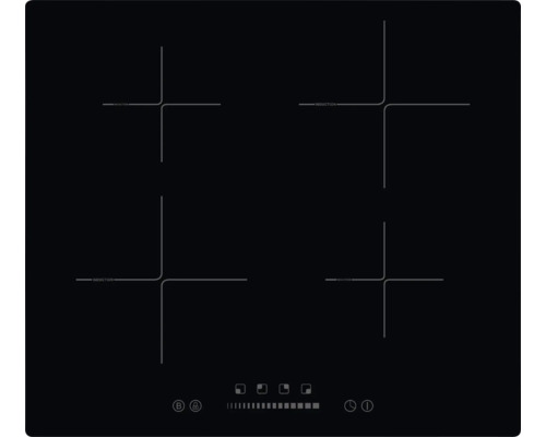 Schwarzes Induktionskochfeld mit vier Kochzonen