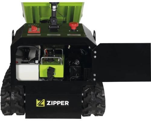 Zipper Logo auf einem Mini Dumper.