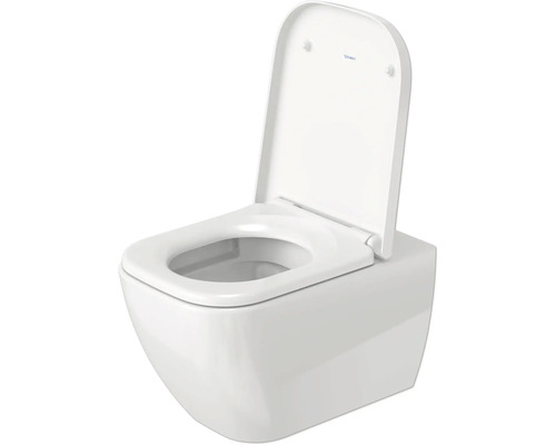 Wand-WC mit offenem Spülrand und hochgeklapptem WC-Sitz