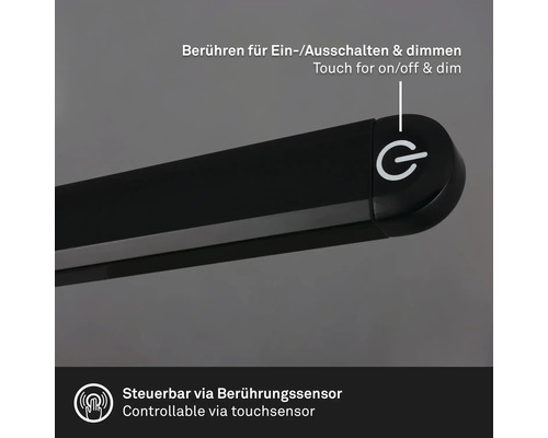 Bedienung einer Lampe mit Touchsensor zum Ein- und Ausschalten sowie Dimmen