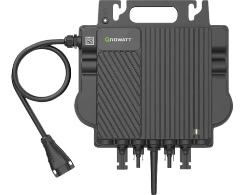 Growatt Wechselrichter mit Anschlüssen und Kabel