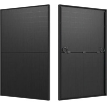 Zwei Solarmodule, Vorder- und Rückansicht.