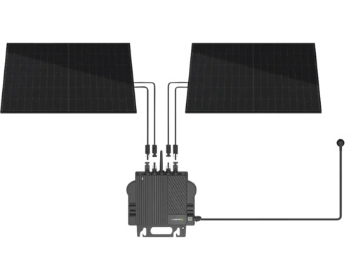 Zwei Solarmodule verbunden mit einem Mikrowechselrichter