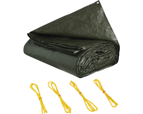 Abdeckplane mit Ösen und Befestigungsseilen