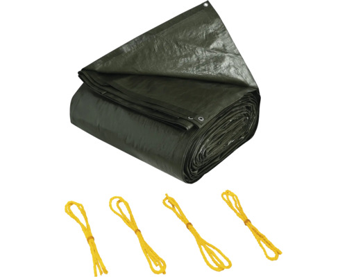 Abdeckplane mit Ösen und Befestigungsseilen