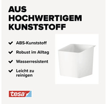 Weißer Organizer aus hochwertigem Kunststoff mit Tesa Logo