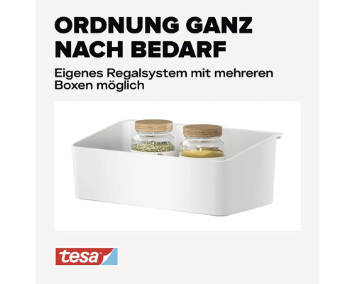 Weisse Aufbewahrungsbox mit zwei Vorratsgläsern für Ordnung nach Bedarf