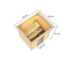 Abmessungen einer Sauna mit Bänken