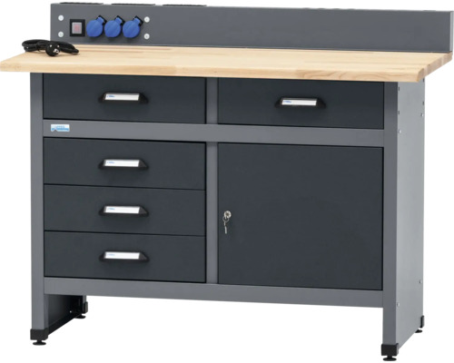 Werkbank mit Schubladen und abschließbarer Tür für die Werkstatt