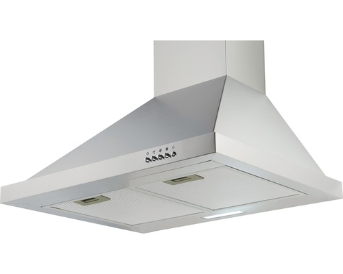 Dunstabzugshaube aus Edelstahl mit Bedienfeld und Beleuchtung