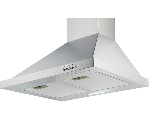 Dunstabzugshaube aus Metall mit Bedienknöpfen und Filtern