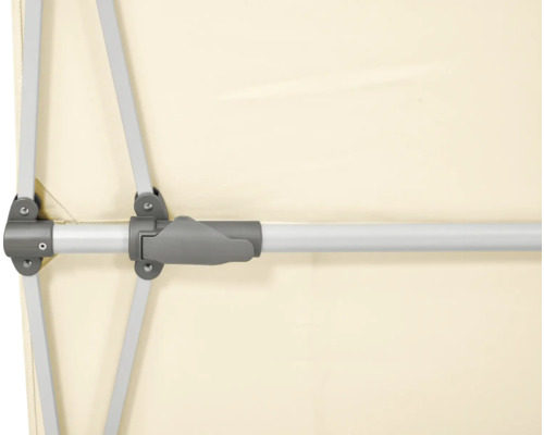 Detailansicht eines Faltpavillons mit Gestänge und Verbindungsstücken