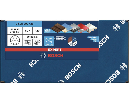 Bosch Expert Schleifpapier, Korngröße 120, Durchmesser 125 Millimeter, 50 Stück