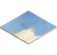 Quadratische Holzplatte, teilweise bemalt