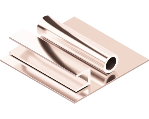 Verschiedene Kupferprofile: Platte, Rohr und Winkel