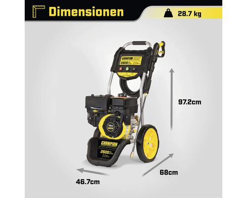 Champion Hochdruckreiniger mit Abmessungen