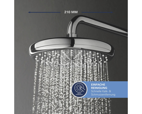 Brausekopf mit einem Durchmesser von 210 Millimeter und SpeedClean Funktion für einfache Reinigung