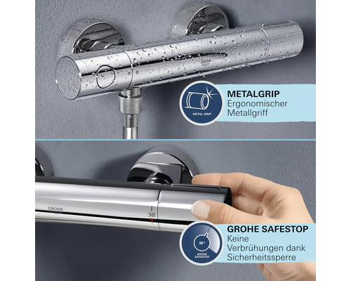 Aufputz-Thermostatbatterie mit Metallgriff und Sicherheitssperre