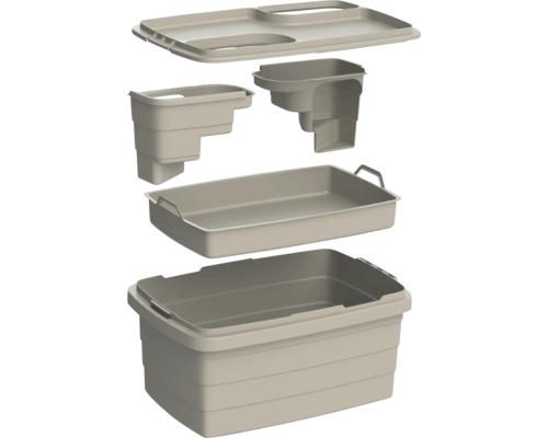 Aufbewahrungssystem bestehend aus Box, Einsatz, Eimer und Deckel