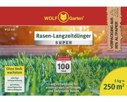 Wolf Garten Rasen Langzeitdünger Super für bis zu 250 Quadratmeter