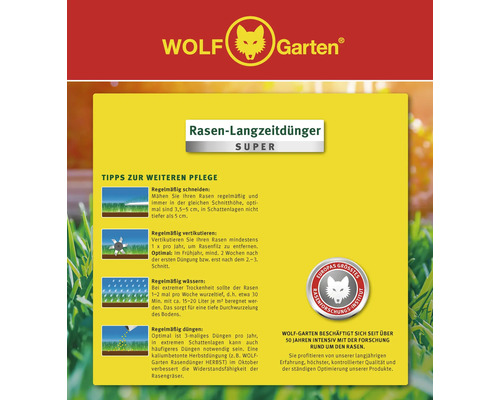 Informationen zur Rasenpflege mit Wolf Garten Logo