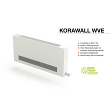 Korawall WVE Heizkörper für den Anschluss an 230 Volt Wechselstrom, ideal für Wärmepumpen mit hohen Wärmeleistungen bei niedrigen Systemtemperaturen, geringem Energiebedarf und Nachkühlung ohne Kondensat.