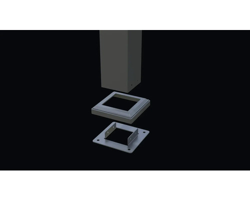 Pfosten mit Pfostenkappe und Pfostenträger