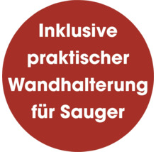 Inklusive praktischer Wandhalterung für Sauger