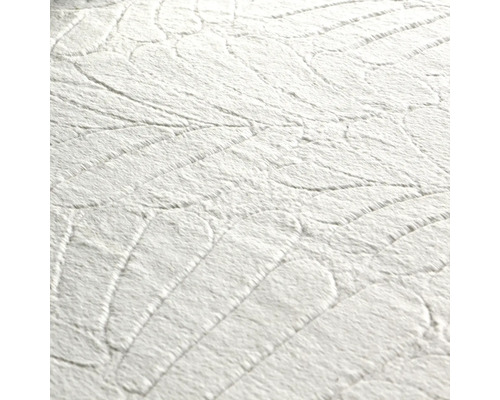 Nahaufnahme einer weißen Strukturtapete mit Blattmuster