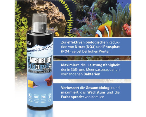 Microbe Lift NO3 beziehungsweise PO4 Kontrollmittel zur Reduktion von Nitrat und Phosphat im Aquarium