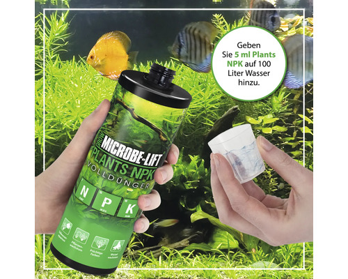 Microbe Lift Plants NPK Liquid Fertilizer for freshwater aquariums being added to water
