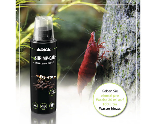 Arka myShrimp Care Garnelenpflege mit Dosierer und Anwendungshinweis