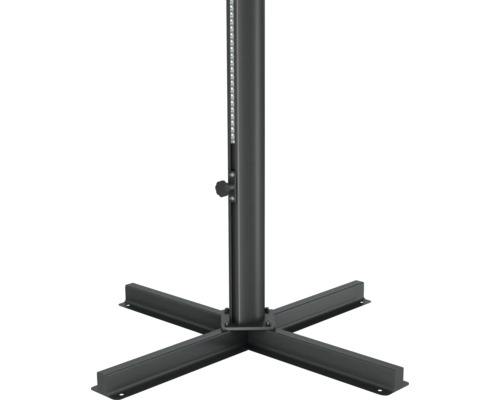 Schirmständer aus Metall mit LED-Leiste.