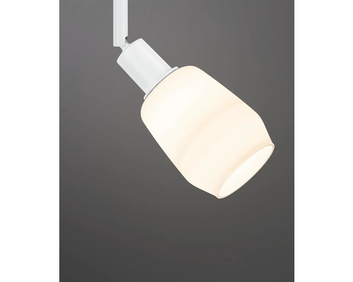 Weiße Schienenleuchte mit Glaslampenschirm