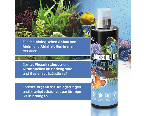 Microbe Lift Substrate Cleaner zur biologischen Beseitigung von Mulm und Abfallstoffen in Aquarien