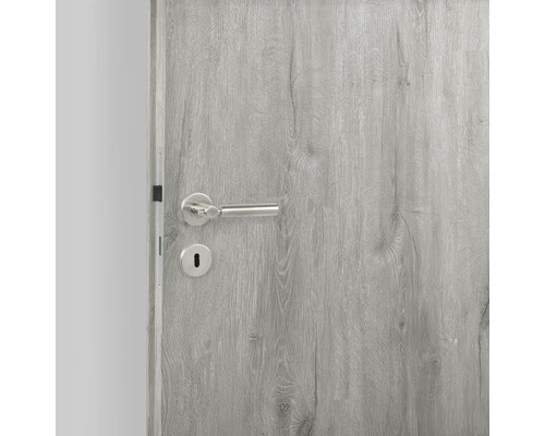 Zimmertür mit Holzmuster und Drückergarnitur