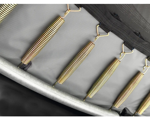 Detailansicht von Trampolinfedern und Rahmenbefestigung