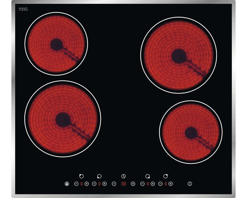 Schwarzes Glaskeramikkochfeld mit vier Kochzonen