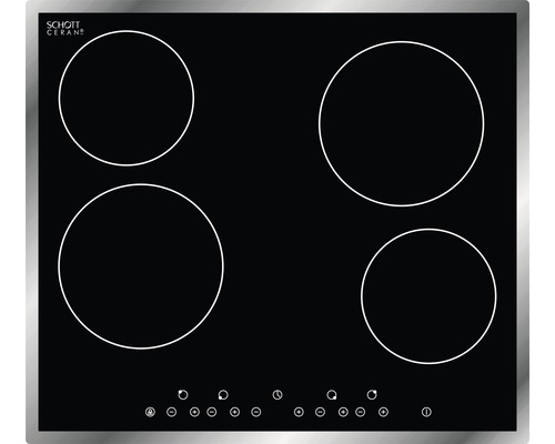 Schwarzes Glaskeramik Kochfeld mit vier Kochzonen